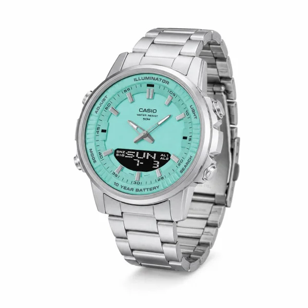 Мужские часы Casio AMW-880D-2A2 стальные, водонепроницаемые, Япония. фото 1