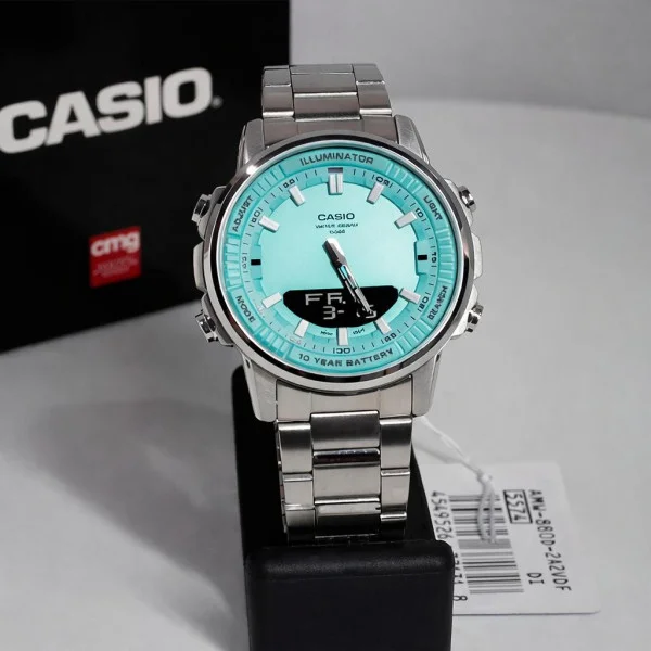 Чоловічий годинник Casio AMW-880D-2A2 стальний, водонепроникний, Японія фото 8