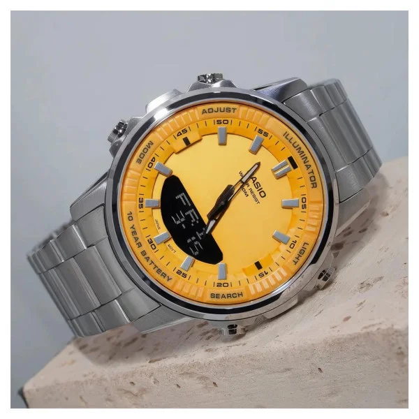 Классические Мужские часы Casio AMW-880D-9A стальные, водонепроницаемые, Япония фото 3