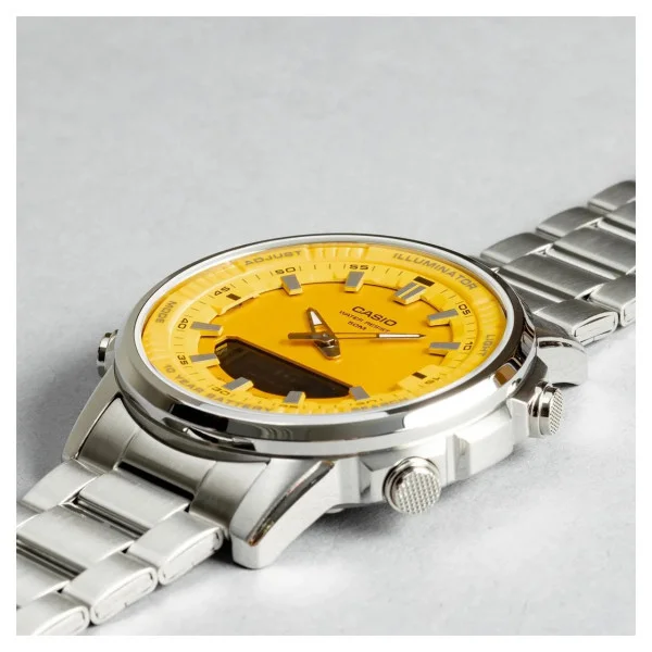 Классические Мужские часы Casio AMW-880D-9A стальные, водонепроницаемые, Япония фото 6