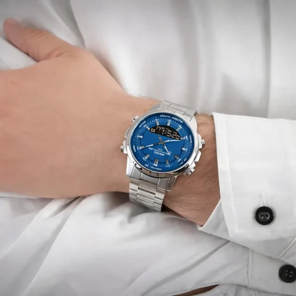 Классические Мужские часы Casio AMW-880D-2A1 стальные, водонепроницаемые, Япония. фото 4