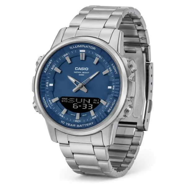 Класичний Чоловічий годинник Casio AMW-880D-2A1 стальний, водонепроникний, Японія фото 1
