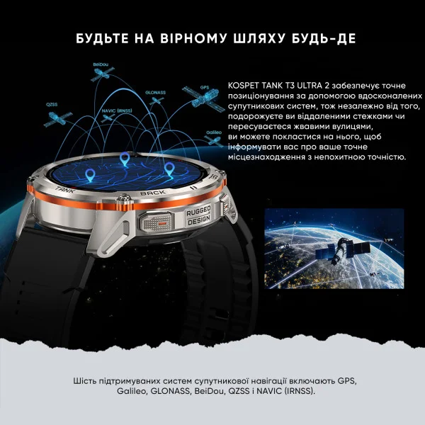 Тактические Умные Часы с Компасом Kospet TANK T3 ULTRA 2 Black + GPS, Спортивные Режимы, Водозащита, Звонки фото 16