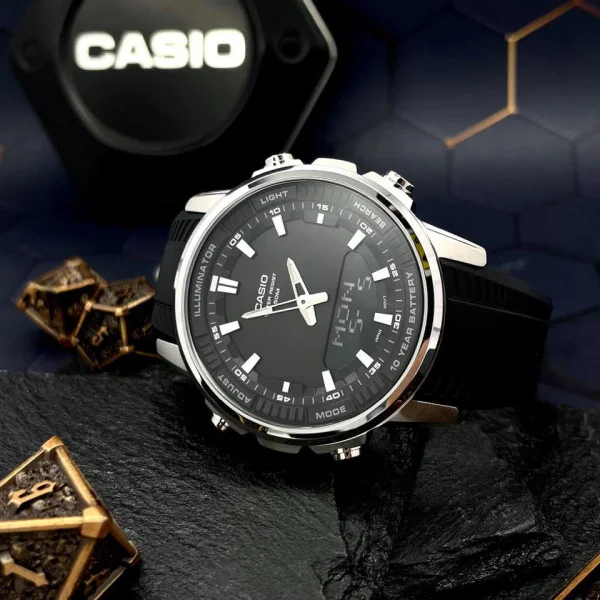 Класичний Чоловічий годинник Casio AMW-880-1A стальний, водонепроникний, Японія фото 3