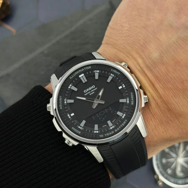 Класичний Чоловічий годинник Casio AMW-880-1A стальний, водонепроникний, Японія фото 6