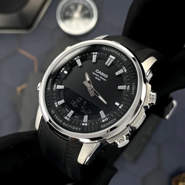 Класичний Чоловічий годинник Casio AMW-880-1A стальний, водонепроникний, Японія фото 8