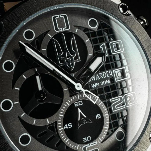 Чоловічий годинник Awarder 016 Тризуб срібло All Black фото 10