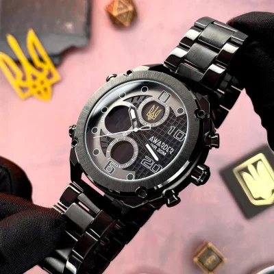Мужские часы Awarder 017 Трезубец золото All Black