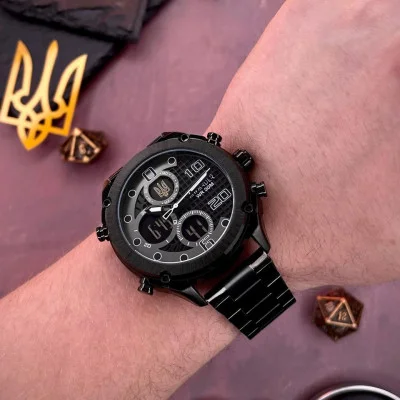 Мужские часы Awarder 017 Трезубец золото All Black
