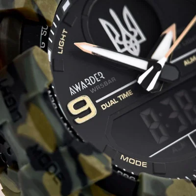 Мужские часы Awarder 001 Трезубец серебро  Camo Green