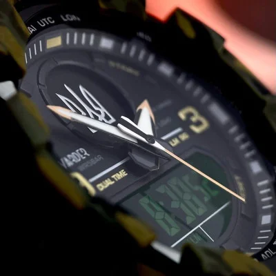 Мужские часы Awarder 001 Трезубец серебро  Camo Green