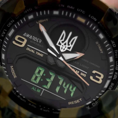 Мужские часы Awarder 001 Трезубец серебро  Camo Green