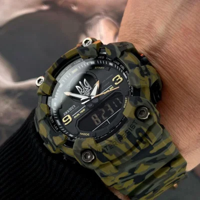 Мужские часы Awarder 001 Трезубец серебро  Camo Green