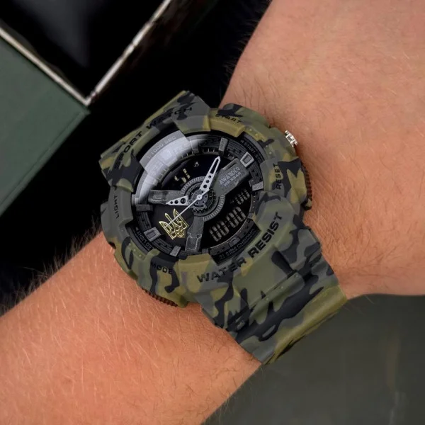 Чоловічий годинник Awarder 005 Тризуб золото Camo Green фото 3
