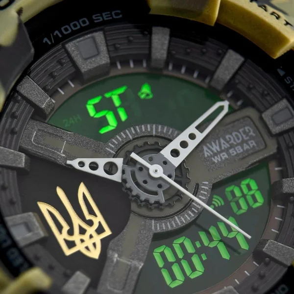 Чоловічий годинник Awarder 005 Тризуб золото Camo Green фото 8
