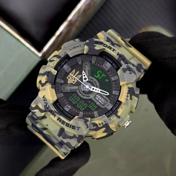 Чоловічий годинник Awarder 005 Тризуб золото Camo Green фото 4