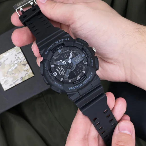 Чоловічий годинник Awarder 005 Тризуб срібло  Black фото 5