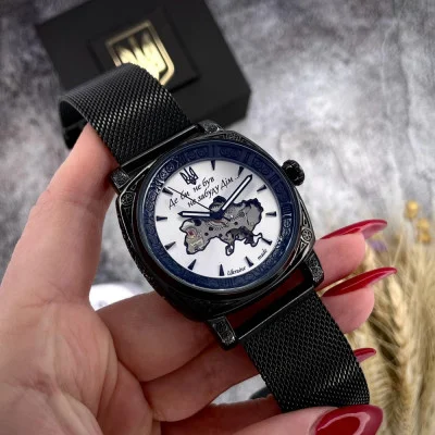 Мужские часы Awarder 021-3D  Где бы ни был Black-White Mesh
