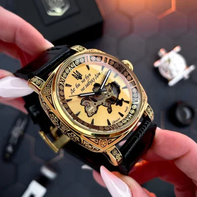 Чоловічий годинник Awarder 021-3D  Де би не був Gold-Black