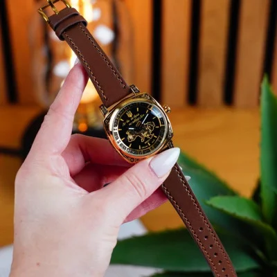 Жіночий годинник Awarder 021 Де би не була Gold-Black-Brown