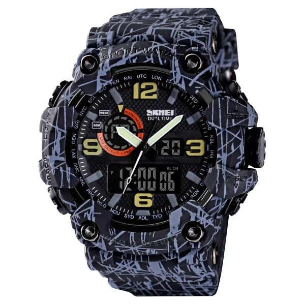 Чоловічий годинник Skmei 1520GYBK gray black. фото 1