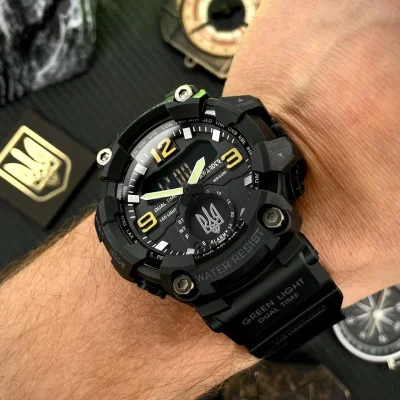 Чоловічий годинник Awarder 003 Тризуб срібло Black