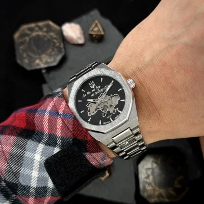 Мужские часы Awarder Octagon Где бы ни был Silver-Black