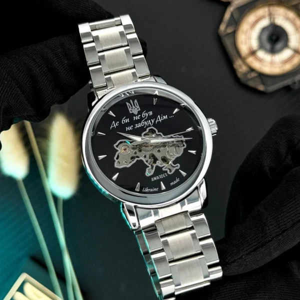 Чоловічий годинник Awarder 022-3D Де би не був Silver-Black Steel фото 5