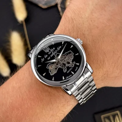 Мужские часы Awarder 022-3D Где бы ни был Silver-Black Steel
