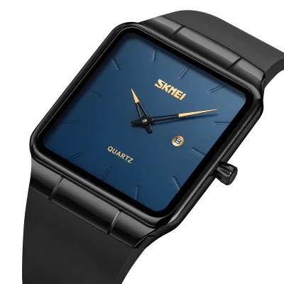 Наручний годинник Skmei 1961BKBU Black-Blue нержавіюча сталь, шкіряний ремінець