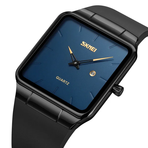 Наручные часы Skmei 1961BKBU Black-Blue нержавеющая сталь, кожаный ремешок фото 3