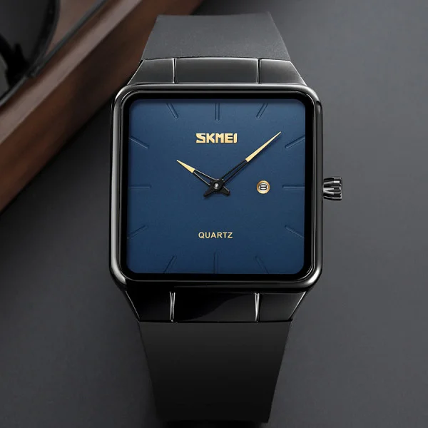 Наручные часы Skmei 1961BKBU Black-Blue нержавеющая сталь, кожаный ремешок фото 5