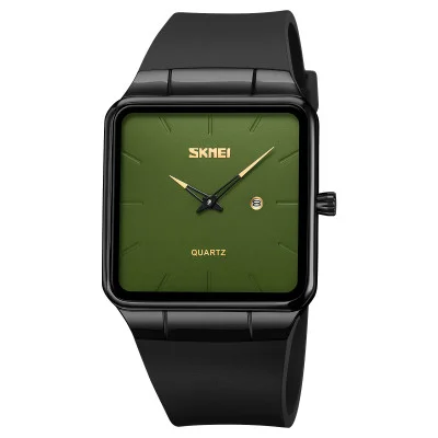 Наручний годинник Skmei 1961BKGN Black-Green нержавіюча сталь, шкіряний ремінець