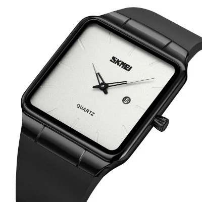 Наручний годинник Skmei 1961BKSI Black нержавіюча сталь, шкіряний ремінець
