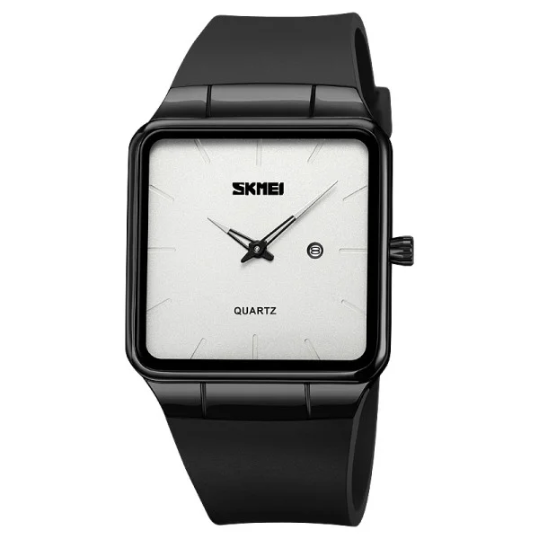 Наручные часы Skmei 1961BKSI Black-Silver нержавеющая сталь, кожаный ремешок фото 1