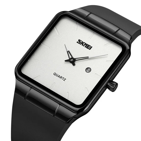 Наручные часы Skmei 1961BKSI Black-Silver нержавеющая сталь, кожаный ремешок фото 3
