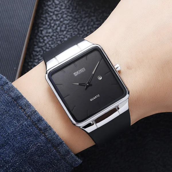 Наручные часы Skmei 1961SIBK Silver-Black нержавеющая сталь, кожаный ремешок фото 4