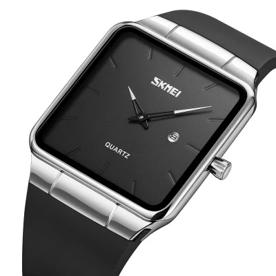 Наручний годинник Skmei 1961SIBK Silver-Black нержавіюча сталь, шкіряний ремінець