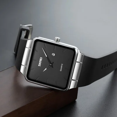 Наручний годинник Skmei 1961SIBK Silver-Black нержавіюча сталь, шкіряний ремінець