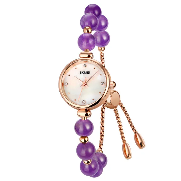 Женские часы Skmei 1983PL Purple тонкий браслет с камнями фото 1