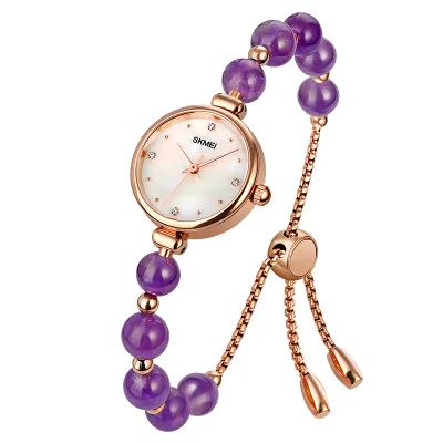 Жіночий годинник Skmei 1983PL Purple тонкий браслет з камінням