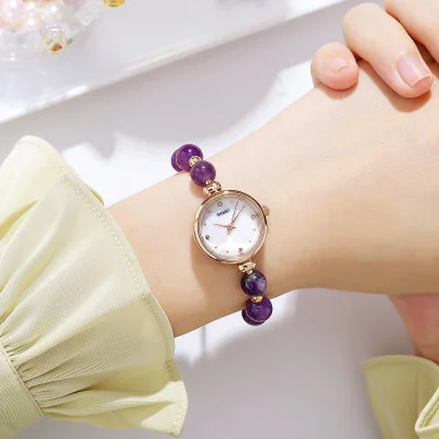 Жіночий годинник Skmei 1983PL Purple тонкий браслет з камінням