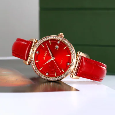 Класичний жіночий годинник Skmei 2169RGRD Rose Gold-Red