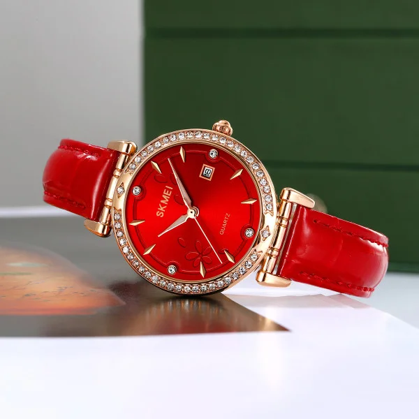 Класичний жіночий годинник Skmei 2169RGRD Rose Gold-Red фото 5