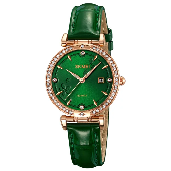 Класичний жіночий годинник Skmei 2169RGGN Rose Gold-Green фото 1