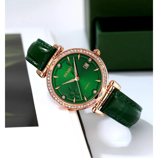Класичний жіночий годинник Skmei 2169RGGN Rose Gold-Green фото 5