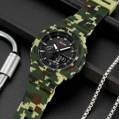 Спортивний чоловічий годинник Skmei 2351CMGN Camo Green