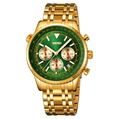 Класичний чоловічий годинник Skmei 9333GDGN Gold-Green