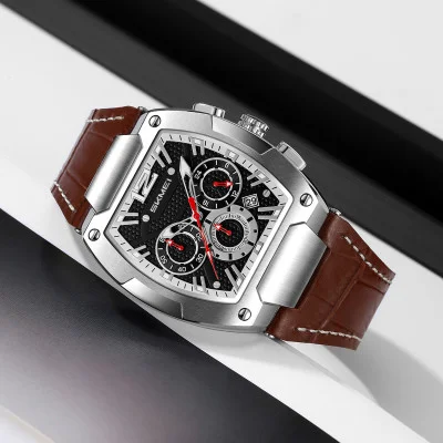 Класичний чоловічий годинник Skmei 9357SIBN Silver-Brown