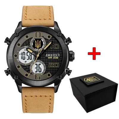 Классические мужские часы Awarder 017BKLTBN Трезубец золотой Black-Light Brown